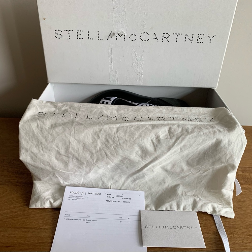 Stella McCartney Black and White Logo Platform Sandals - Picture 7 of 7